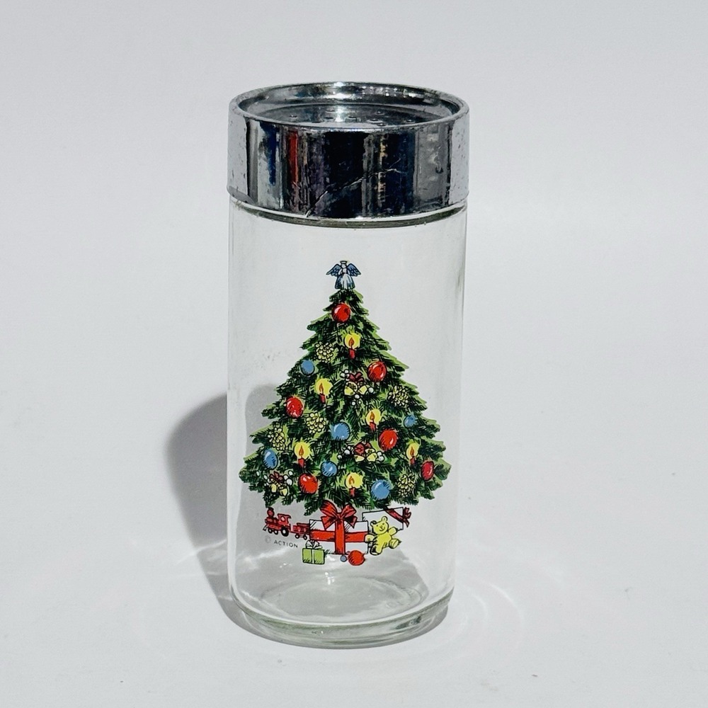 Vintage Carlton Christmas Tree Shaker w Silver Plastic Lid Replacement Read‎